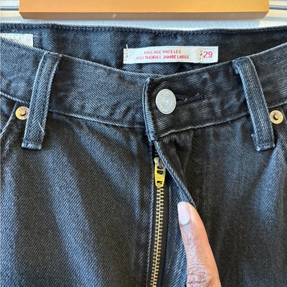 Levi's Ribcage Wide Leg Jeans Black Size 29 High-Rise 90s-inspired Casual - Picture 8 of 12